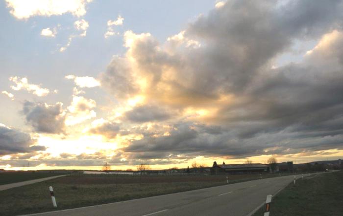 Weg, Himmel, Wolken, Sonne